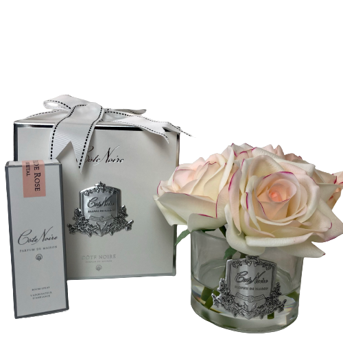 Côte Noire Perfumed Natural Touch Pink Blush Five Roses With Gold or Silver Crest