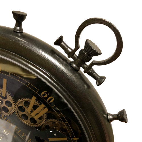 Black French Chronograph Round Exposed Gear Movement Wall Clock 52cm ...