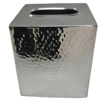 Silver Stainless Hammered Cubed Tissue Box Dispenser Storage Holder Case 14cmX13cm