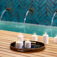 Uyuni Life-Like Flameless Wax OUTDOOR Candle Single Wick Pillar White Collection