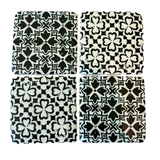 Drink Coasters Set of 4 - Fez Black & White Pattern Design