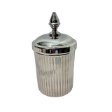 Round Polished Silver Acorn Tip Ribbed Canister Jars - 2 Sizes Available