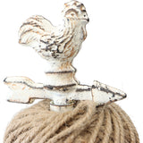 Antique Rustic Cast-Iron French Country Rooster With a Ball of String Figurine Statue