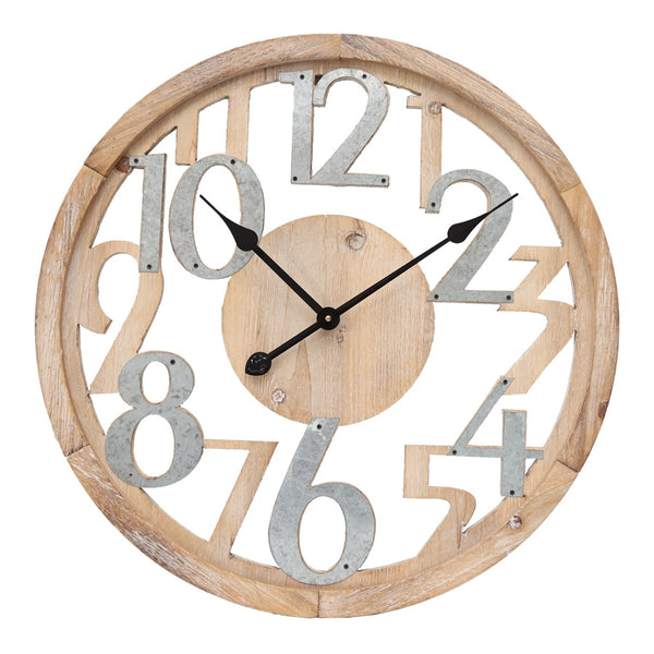 Extra Large Wood Metal Industry-Scandi Floating Wall Clock 80cm