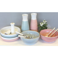 Organic Pink Glazed Clay Watercraft-Vase & Platter - Set of Two