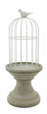 Metal Bird Cage, Natural Concrete Candle-Plant Holder Featuring Bird