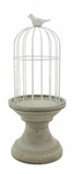 Bird Cage Natural Concrete Candle Plant Holder Featuring Bird