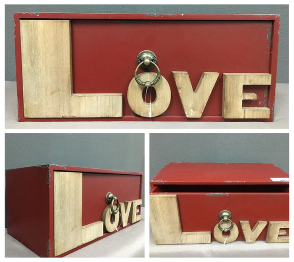 A Charming, Distressed Rustic Decorative Storage Draw, Scribed With 'LOVE'