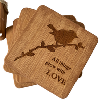 Bamboo Drink Coasters Set of 4 - All Things Grow with LOVE & Home Sweet Home
