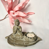 Buddha Tea Light Candle Holder Enclosed By a Lotus Flower