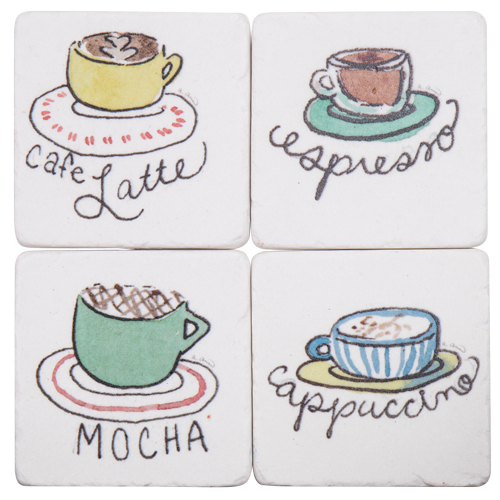 Drink Coasters Set of 4 - Coffee Design