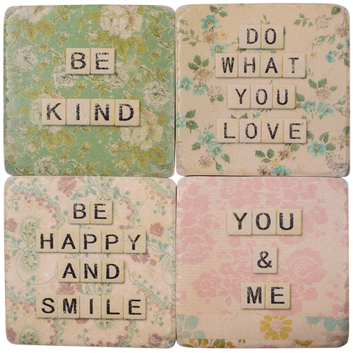Drink Coasters Set of 4 - Kind Quotes Design