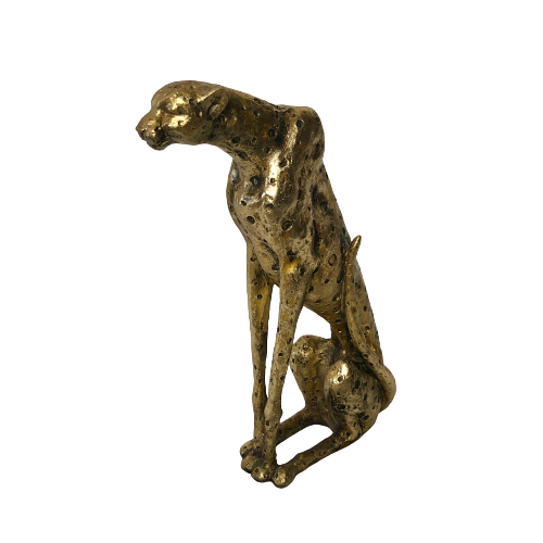 African Safari Cheetah Gold Ornament Statue Figurine Home Décor 31cm