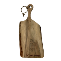 Long Acacia Wood Grazing/Chopping Paddle Board 45cm Scribed With 'Don't Worry, Be Happy'