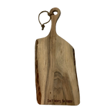 Long Acacia Wood Grazing/Chopping Paddle Board 45cm Scribed With 'Don't Worry, Be Happy'