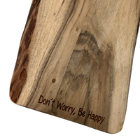 Long Acacia Wood Grazing/Chopping Paddle Board 45cm Scribed With 'Don't Worry, Be Happy'