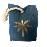 Marine Tropical Denim With Gold Palm Tree Door Stopper 1kg