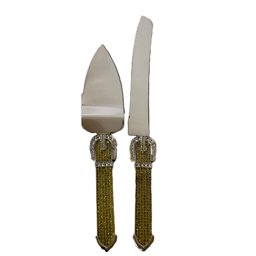 Buckle Handle Diamante Cake Serving Set Gift Boxed