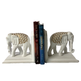 Set Of White Wood Hamptons Elephant Bookends