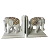 Set Of White Wood Hamptons Elephant Bookends