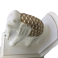 Set Of White Wood Hamptons Elephant Bookends