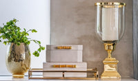 Glass Champagne-Gold Belly Shape Living Room Vase Large