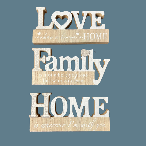 Boho Wooden Block 'FAMILY' 'LOVE' 'HOME' Signs Plaque Decorative Ornaments