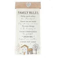 Boho Wooden 'Family Rules' Sign Plaque Wall Hanging 50cm