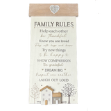 Boho Wooden 'Family Rules' Sign Plaque Wall Hanging 50cm