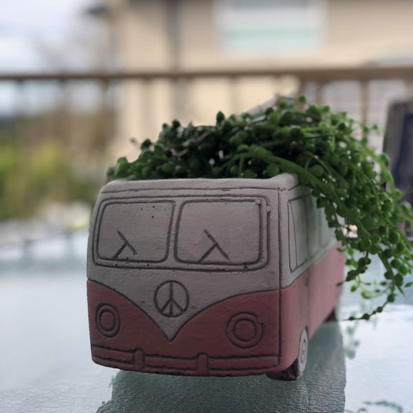 vw planter pot Garden VW Kombi Van Concrete Planter Pot Box Pink – #LOVETHAT