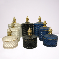 Royal Collection Elegant White Crystal Trinket Lolly Candle Fill Jars with Gold Tip - Variety