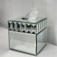 Elegant Mirrored Glass Cubed Tissue Box Dispenser Storage Holder Case 15cm x 15cm