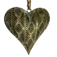 Lustre Gold Metal Heart with Coconut Husk Rope Wall Hang