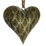 Lustre Gold Metal Heart with Coconut Husk Rope Wall Hang