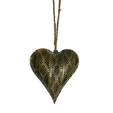 Lustre Gold Metal Heart with Coconut Husk Rope Wall Hang
