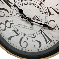 French Pontet Milon Ribbed Gold Metal Black Wall Clock 30cm