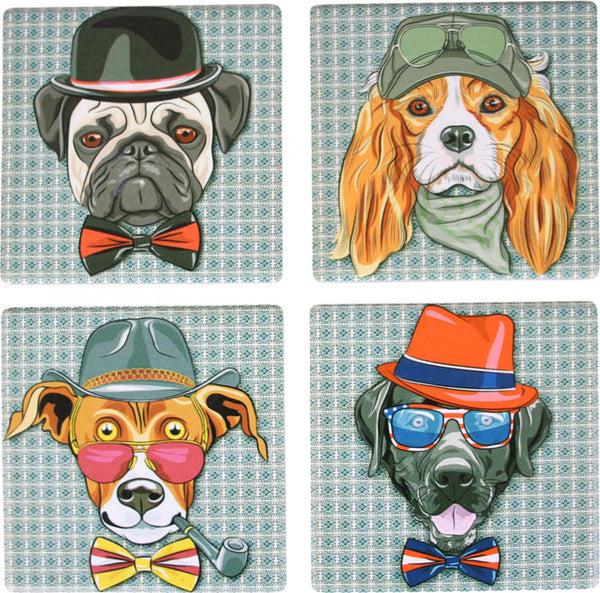 Drink Coasters Set of 4 - Hipster Dogs