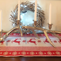 Christmas Table Décor Polished Silver Antler Taper Candle Holder Large 57cm