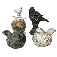 Antique Rustic Cast-Iron Birds with Floral Figurine Statue Outdoor Indoor - Two Styles