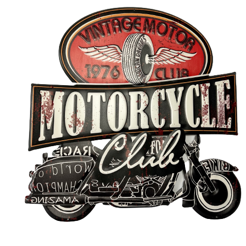 Metal Tin Motor Cycle Club Embossed Wall Mounted Plaque Art Sign Bar Pub Club 50cm
