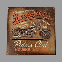 Metal Tin Motor Cycle Club Square Wall Mounted Plaque Art Sign Bar Pub Club 30cm