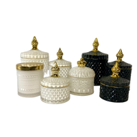 Royal Collection Elegant Black Crystal Trinket Lolly Candle Fill Jars with Gold Tip - Variety