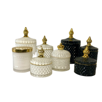 Royal Collection Elegant White Crystal Trinket Lolly Candle Fill Jars with Gold Tip - Variety