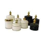 Royal Collection Elegant White Crystal Trinket Lolly Candle Fill Jars with Gold Tip - Variety