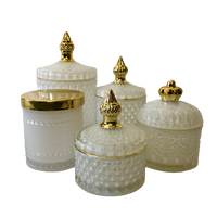 Royal Collection Elegant White Crystal Trinket Lolly Candle Fill Jars with Gold Tip - Variety