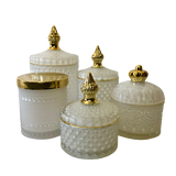 Royal Collection Elegant White Crystal Trinket Lolly Candle Fill Jars with Gold Tip - Variety