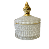 Royal Collection Elegant White Crystal Trinket Lolly Candle Fill Jars with Gold Tip - Variety