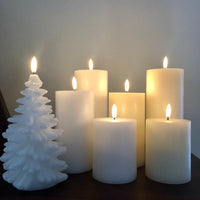 Uyuni Life-Like Flameless White Wax Festive Christmas Tree Candle
