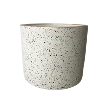Lars Speckled Tarazo With Gold Rim Round Cement Planter Pot Three Sizes