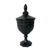 Buckingham Black Glass Crystal Trinket Jewellery Bathroom Lolly Jar with Pointed Tip Lid